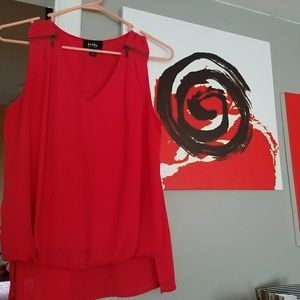 Red Tank with Zipper Accents